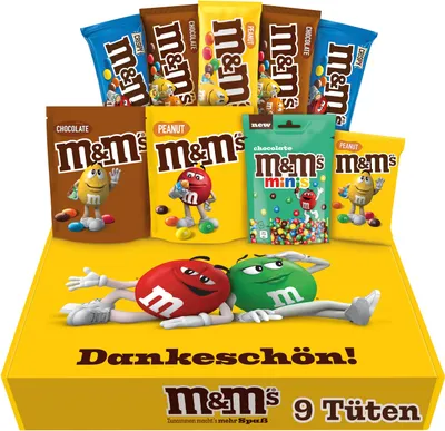 Produktbild von M&M´S Fan-Box "Dankeschön" I Schokolinsen Mix-Box I 7 Sorten I 9 Packungen I 724g