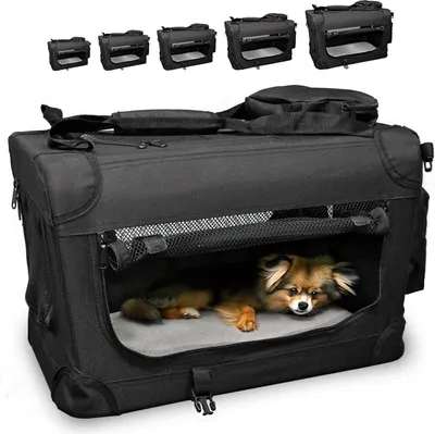 Produktbild von Transporttasche Hundebox faltbar Hundetasche für Katze Haustiere 70x52x52 L  schwarz