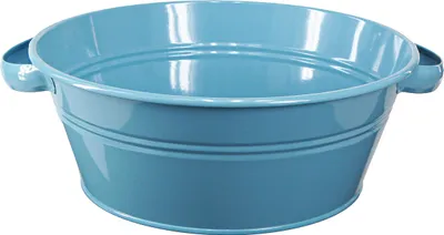Produktbild von Schale Rund Griff Dekoschale Blumenschale Blau Metall Ø33,5cm Pflanzen Terrassenschale
