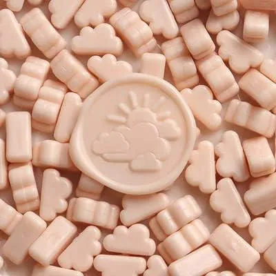 Imagen del producto de Sellos de cera, 100 unidades de perlas de cera para sellos con un colorido motivo de nubes en estilo vintage, ideales para manualidades, invitaciones de boda, postales y embalajes de regalos