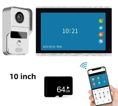 Image de Sonnette vidéo - Sonnette sans fil - Interphone vidéo - Sonnette intelligente - Sonnette avec caméra - Écran tactile de 7 pouces