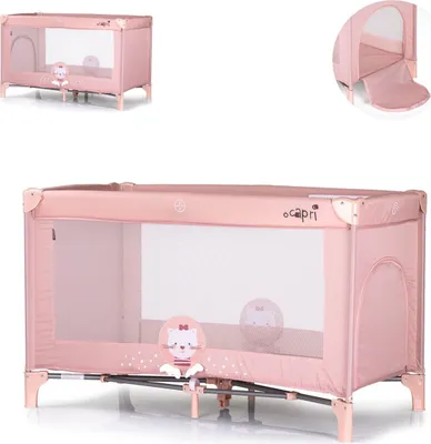 Immagine prodotto di Chipolino lettino da viaggio Capri, ingresso laterale, navicella, grande tasca laterale rosa Daisy
