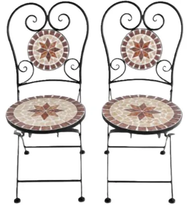 Produktbild von Set mit 2 Gartenstühlen, 40 x 49 x 90 cm, Mosaik, Metall
