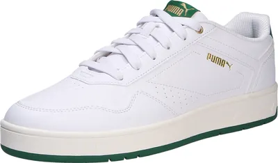 A single white Puma Court Classic shoe is shown from a side-diagonal angle against a white background.