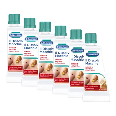 Immagine prodotto di Dr. Beckmann Il Dissolvi Macchie Sangue & Proteine, Lo smacchiatore specifico per eliminare macchie difficili come sangue, gelato e sperma, 6 x 50 ml