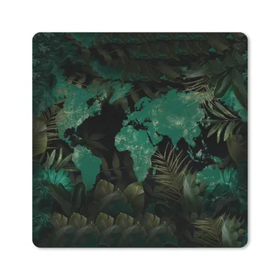 Produktbild von MuchoWow® Mauspad Mousepad Weltkarte - Grün - Pflanzen 30x30 cm - Mousepads - Maus Mat - Pad - Mausunterlage - Gaming