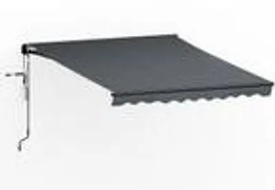 Produktbild von Blumfeldt CloudShade Markise – Elektrische Gelenkarmmarkise mit App & Fernbedienung, UV 30+ & Regenschutz, Einstellbarer Neigungswinkel, Aluminiumrahmen, Einfache Wandmontage, 250 cm Breit, Dunkelgrau