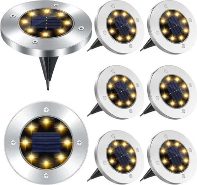 Obrázok produktu pre Solárne svietidlá do exteriéru – sada 8 solárnych LED svietidiel na zem, vodotesných a energeticky úsporných, do záhrady a na terasu