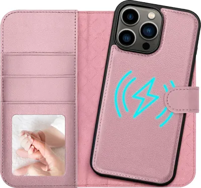 Obrázek produktu pro magnetické peněženkové pouzdro 2v1 na mobilní telefon pro iPhone 13 Pro kryt RFID, odnímatelný magnetický kryt, kompatibilní s MagSafe, nárazuvzdorné pouzdro s okénkem na fotografie