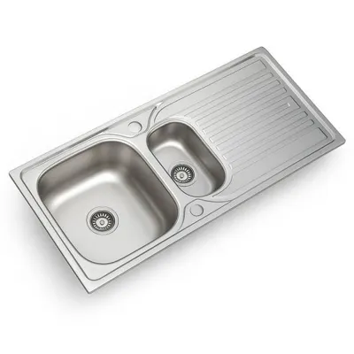 Produktbild von Edelstahl Einbauspüle 100 x 50cm Küchenspüle reversible  1,5 Becken 2 Spülbecken mit Abtropffläche