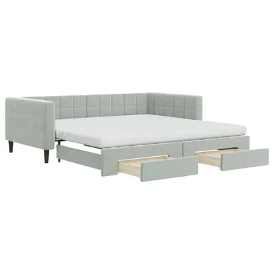 Obrázek produktu pro vidaXL Rozkládací postel se zásuvkami Light Grey 100x200 cm Velvet