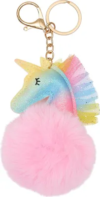 Obrázek produktu pro Equipage dětský přívěsek na klíče Unicorn Rainbow s bambulí