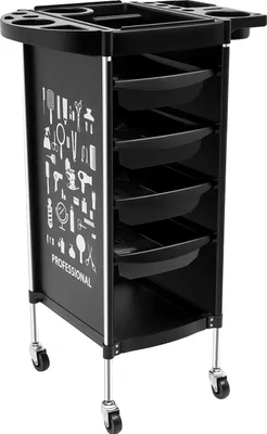 Obrázek produktu pro Salonní vozík, 6 úrovní, 4 zásuvky, černý