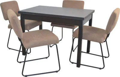 Produktbild von 5-teilige Tischgruppe Essgruppe Schwarz/Braun