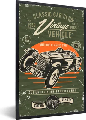 Produktbild von MuchoWow® MuchoWow® Gerahmtes Poster Oldtimer - Auto - Oldtimer 60x90 cm - Poster mit zchwarzem Bilderrahmen - Kunst