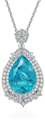 Halskette aus 925er Silber mit blauem Zirkonia, Tropfenform - TOLLzWOOD