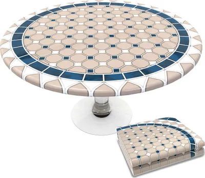 Produktbild von VOUNOT® Tischdecke Outdoor, Elastisch Rund Gartentischdecke, Abwaschbar abwischbar Wetterfest, Ø 90-120 cm