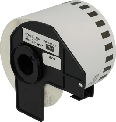 Produktbild von vhbw Rolle mit Halter 62mm x 30,48m (1 Etikette) kompatibel mit Brother PT QL-1050, QL1050N, QL-1060, QL1060N Drucker - Premium, Wiederablösbar Weiß
