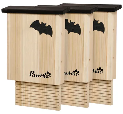 Produktbild von PawHut Fledermauskasten 3er-Set, Fledermaushaus Nistkasten für Fledermäuse, Holz