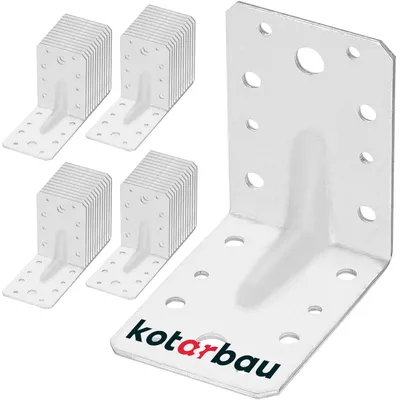 Produktbild von KOTARBAU® Winkelverbinder 90 x 90 x 65 mm mit Rippe Sicke Lochwinkel Bauwinkel Holzverbinder Balkenwinkel Verbinder  Silber Winkel 50 Stk.