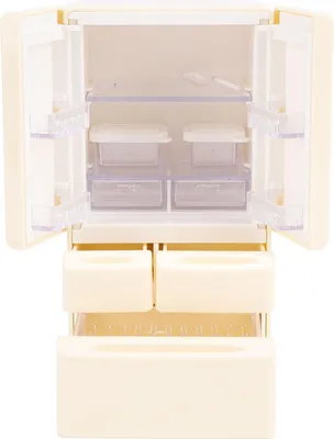 Zdjęcie produktu dla Model miniaturowej lodówki do domku dla lalek, scena kuchenna, akcesoria, realistyczna lodówka dwudrzwiowa, zabawka do domku dla lalek, odgrywanie ról, beżowy