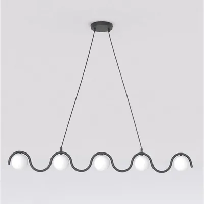 Productafbeelding van Hanglamp Sinus van zwart staal en opaalglas