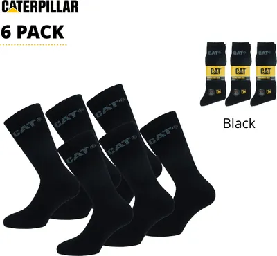 Produktbild von Caterpillar 6 Paar Thermo Socken / Arbeitssocken Verstärkte Spitze Ferse Baumwolle Schwarz41-45
