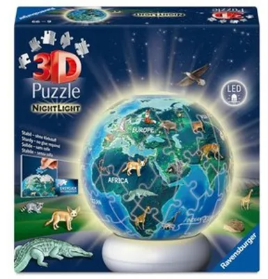 Image de Puzzle 3D Ravensburger Lampe de nuit La Terre la nuit - 72 pièces.