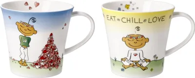 Produktbild von 2er Set Kaffeebecher Tassen DER KLEINE YOGI 350ml Goebel Porzellan