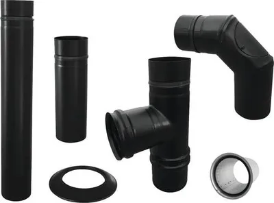 Produktbild von Pellet-Ofenrohr-Set Bertrams Ø100 mm pulverbeschichtet 6-teilig schwarz
