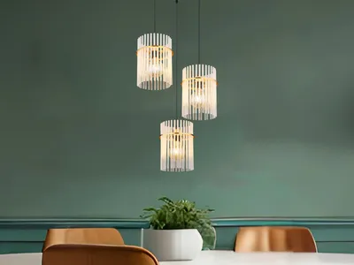 Produktbild von LED Retro Pendelleuchte Treppenhaus Flur, ausgefallene Esstischlampe dreiflammig