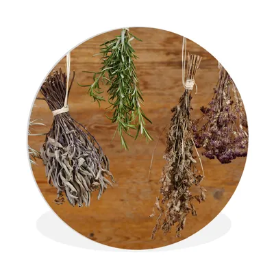 Produktbild von MuchoWow® Rundes Wandbild - Runde Bilder Getrocknete Kräuter Ø 60 cm Kreis Wanddekoration Kunststoff - Wandkreis - Wandschmuck - Wand Kreis - Das Schlafzimmer - Die Bilder - Wandmalerei - Kunst für das Haus - das Plastik