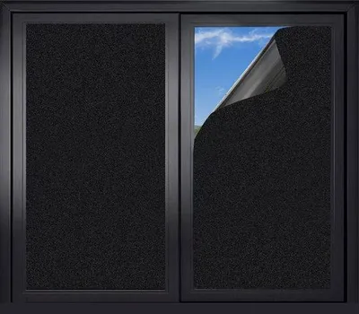 Produktbild von Unyqoos® Verdunkelungs- & Sichtschutzfolie selbstklebend, schwarz 45x100 cm – blickdicht, licht- und UV-blockierend, matte Fensterfolie