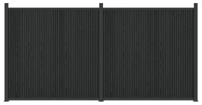 Image de vidaXL, panneaux de clôture, 2 pièces, 355 x 186,5 cm, matériau composite bois-plastique (WPC) et aluminium, couleur noire