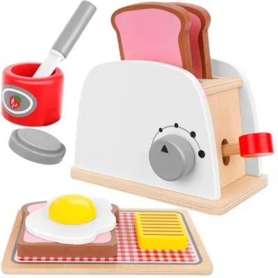 Produktbild von Kinder-Toaster Holz-Toaster mit Zubehör: Kinderküchen-Spielset