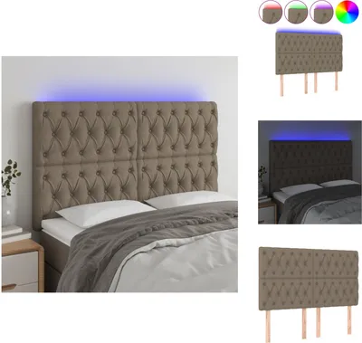 Produktbild von vidaXL LED Kopfteil Taupe 160x7x118/128 cm Stoff -  Kopf- & Fußenden