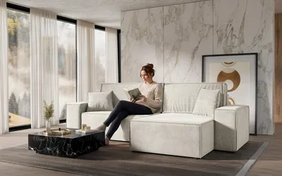 Obrázek produktu pro FurMeb24 Rohová pohovka s rozkládací funkcí a úložným prostorem CLOUD L 274 cm × 107 cm × 83 cm Látka Prime 03
