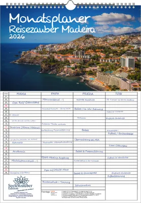 Produktbild von Reisezauber Madeira Planer Familienplaner 4 Spaltenplaner DIN A3 Kalender für 2026 Reise Urlaub Strand Spanien - Seelenzauber