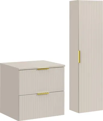 Obrázok produktu pre Kúpeľňová skrinka 60 cm s doskou a stĺpikom, kašmírová matná