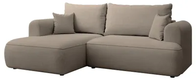 Produktbild von Selsey Ovo Mini - Eckschlafsofa linksseitig mit Stauraum, Easy-Clean-Chenille-Bezug, greige