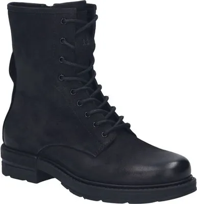 A single black boot shown from a three-quarter angle against a white background.