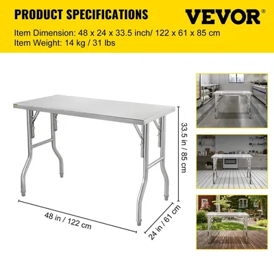 Image de Table de travail professionnelle en acier inoxydable avec étagères réglables, idéale pour les restaurants et les cuisines