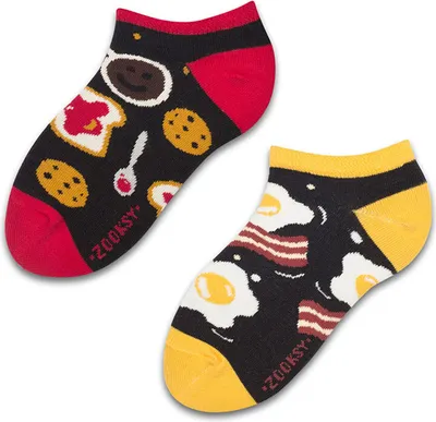 Produktbild von Kurze Kindersocken "Frühstück", Größe 30-35, bunte Socken mit lustigem Muster