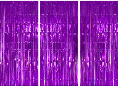 Produktbild von 3x Lametta Vorhang - lila - 91x244 cm
