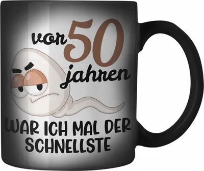Produktbild von Trendation -  50. Geburtstag Farbwechsel Zauber-Tasse Mann Geschenk 50er Geschenkidee 50 Vater Männer Lustig Geschenke 50 Jahre Alt Mann Männer Vater (Schwarz)
