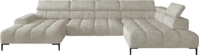Produktbild von Plaza Ecksofa in U-Form, Rechte Seite, Funktional Komfortable Schlaffunktion Verstellbare Kopfstützen Verstellbarer Sitz Wellenfedersystem Hochelastischer Schaum 385x216 cm, Beige