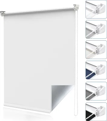 Produktbild von Allesin Verdunklungsrollo ohne Bohren & mit Bohren, Klemmrollo Fensterrollo Weiß 90x200cm (BxH) , Thermorollo Sichtschutz und Sonnenchutz, Klemmrollo rollos für Fenster & Tür