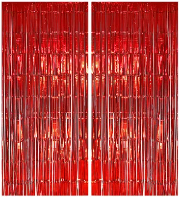 Produktbild von 2x Lametta Vorhang - rot - 91x244 cm