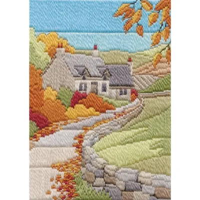 Produktbild von Bothy Threads Langstich-Set "Jahreszeiten - Herbsthäuschen", 24x17cm, DW14MLS11, Zählmuster