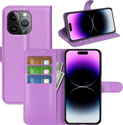 Obrázek produktu pro Pro Apple iPhone 15 Pro Smart Mobile Phone Case Purple Leatherette Case Cover Case Book